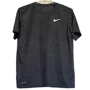 Nike Dri-FIT Anti-Odor Short Sleeve Training Tee Shirt Black White Swoosh Large